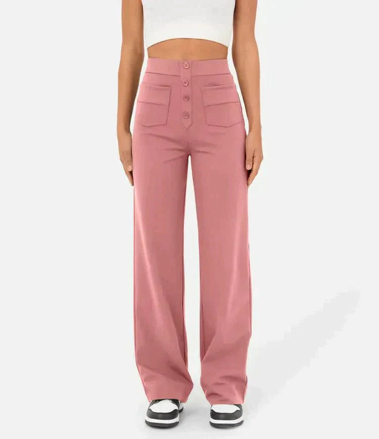 High-waisted elastic casual trousers - Kimberly