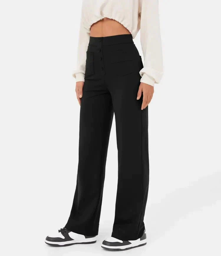 High-waisted elastic casual trousers - Kimberly