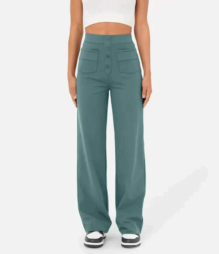 High-waisted elastic casual trousers - Kimberly