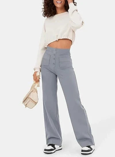 High-waisted elastic casual trousers - Kimberly