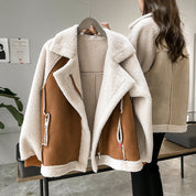 Elegant suede winter jacket - Adriana