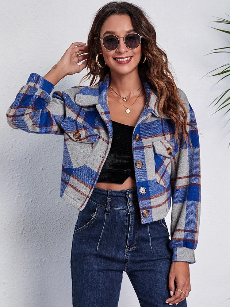 Stylish short checked jacket - Reign