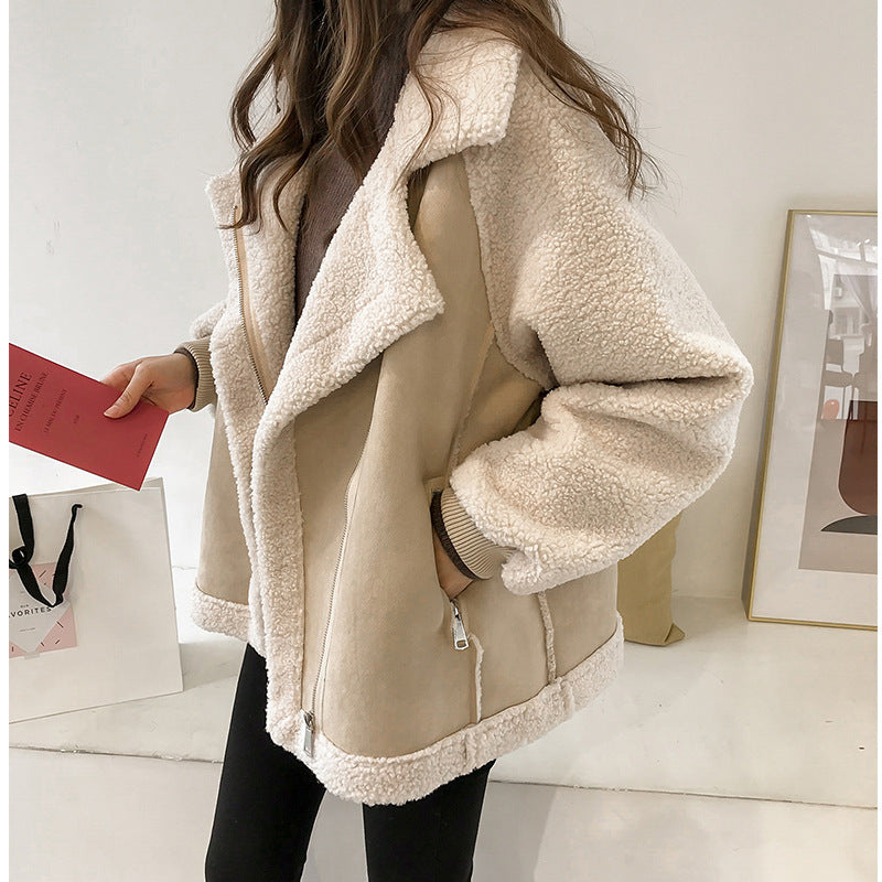 Elegant suede winter jacket - Adriana