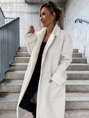 Long leather coat with fur - Ariah