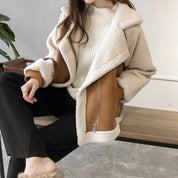 Elegant suede winter jacket - Adriana